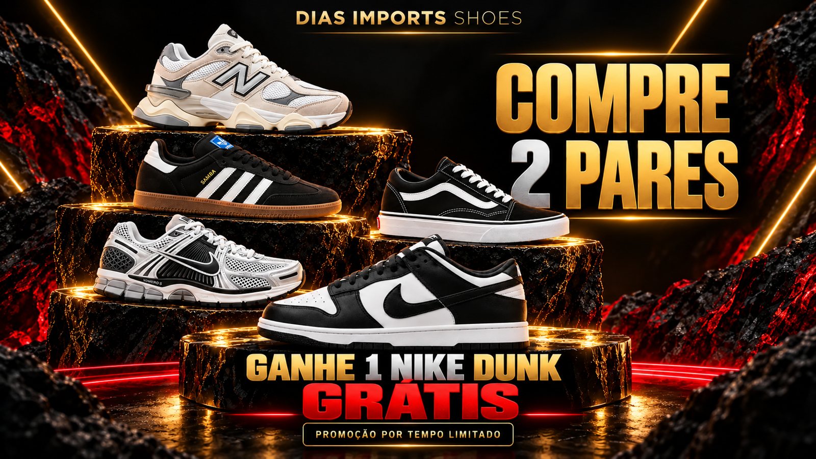 Compre 2 pares e ganhe 1 Nike Dunk grátis — promoção por tempo limitado